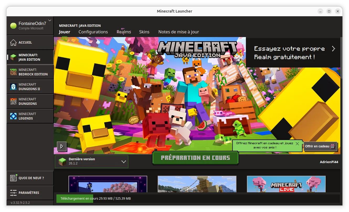 Minecraft Java Edition sur Ubuntu