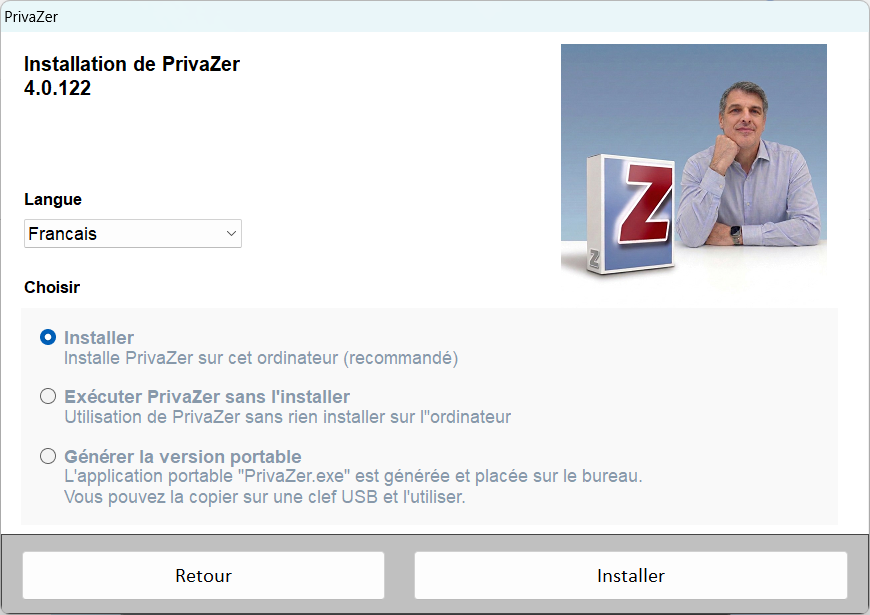 installer Privazer sur votre ordinateur ou en version portable sur une clé USB