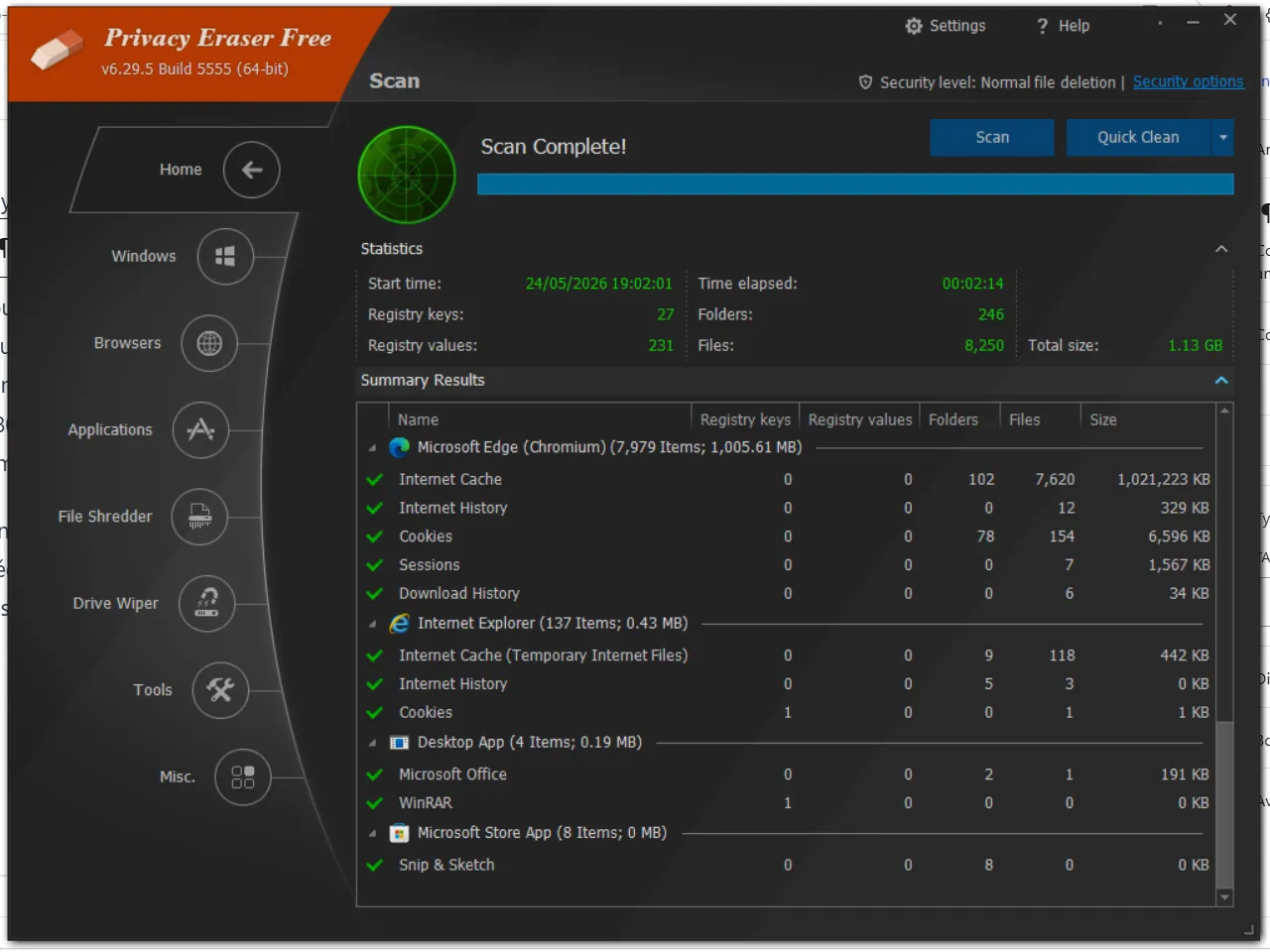 privacy eraser automatic cleaning of privacy traces