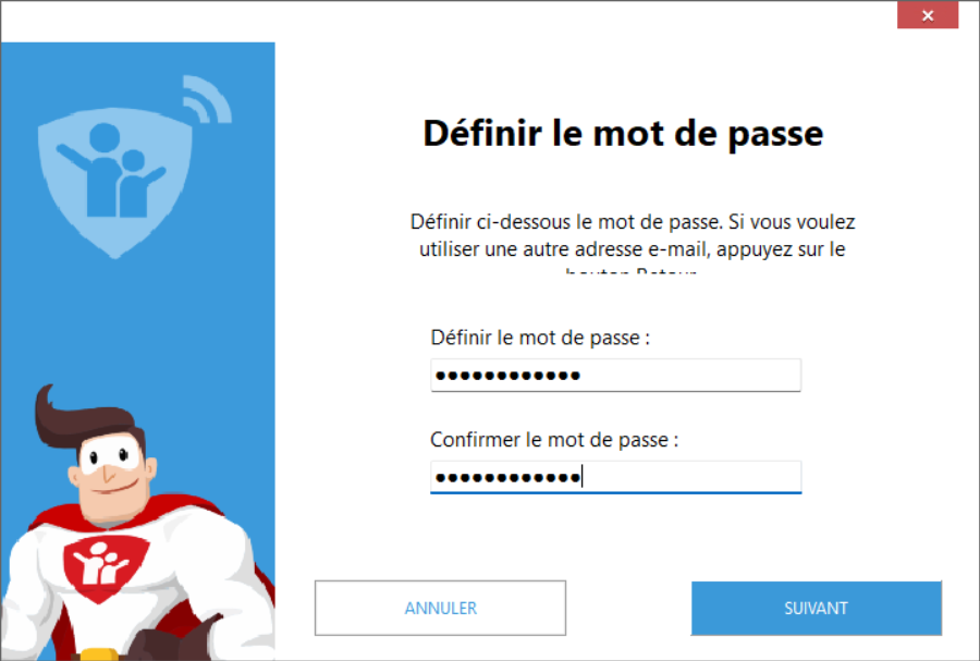 Définition du mot de passe parent dans Salfeld Child Control