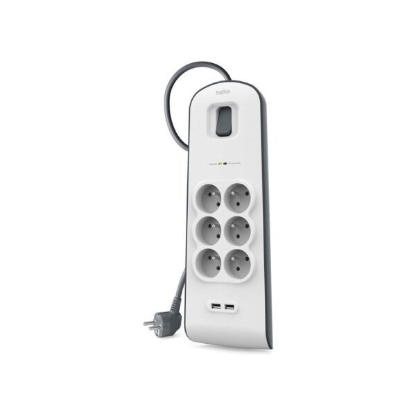belkin bsv604 parafoudre 6 prises protégées 2 ports usb