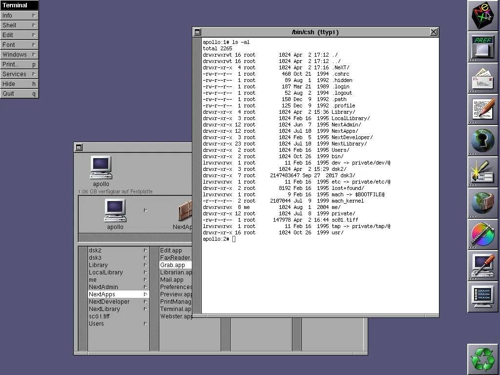 NeXTSTEP 3.3 ex&eacute;cut&eacute; sur une station HP 9000