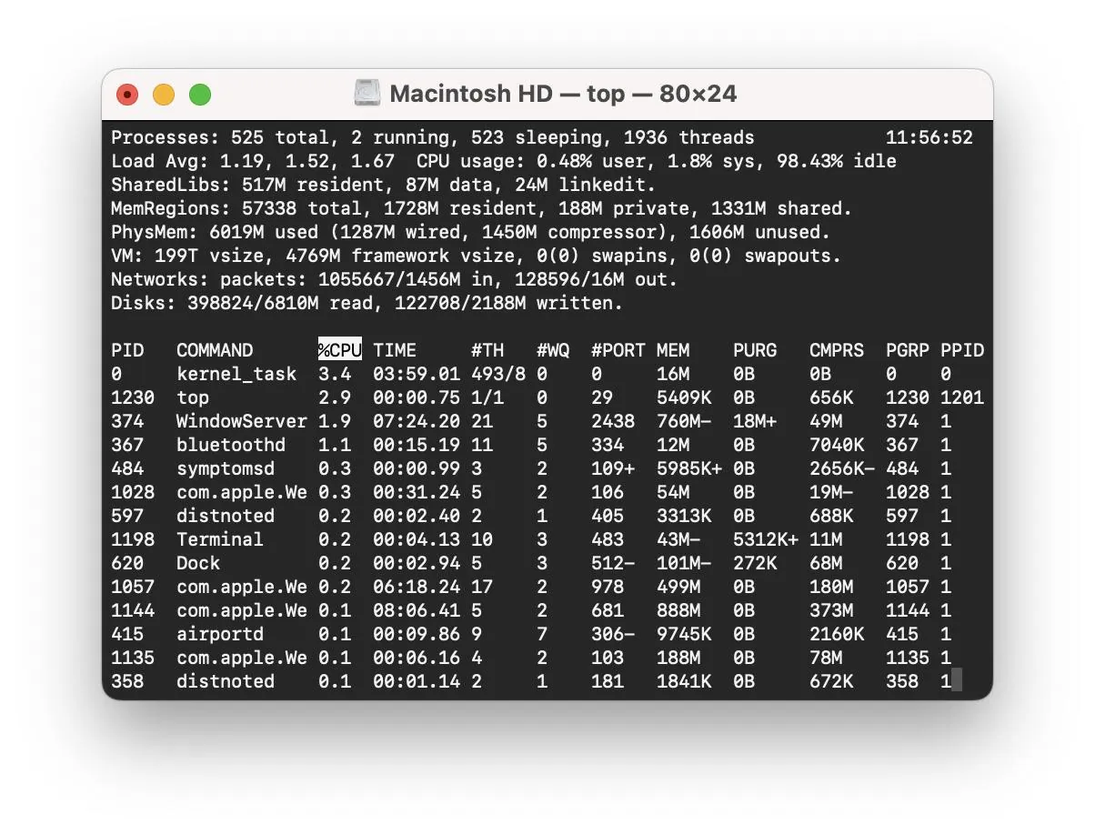 Terminal affichant des commandes UNIX sur un MacBook Air