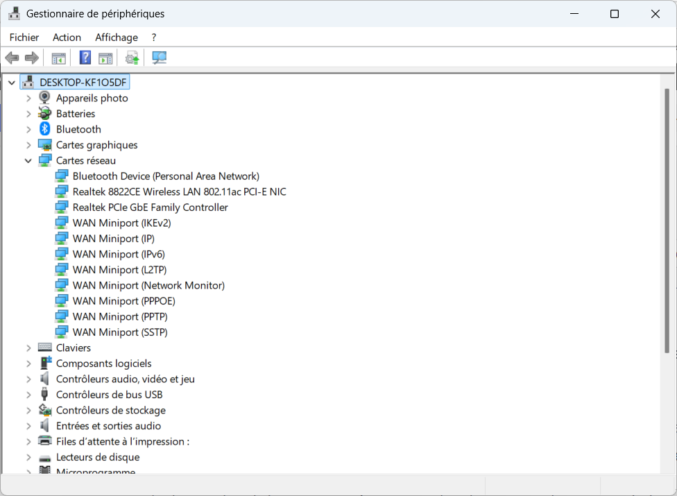 Find the network or Wi-Fi adapter in Device Manager